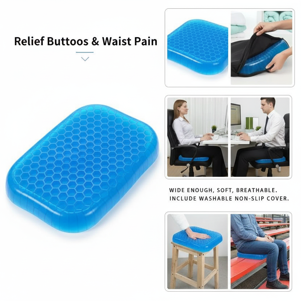 Gel Orthopedic Seat Cushion for  Back Pain